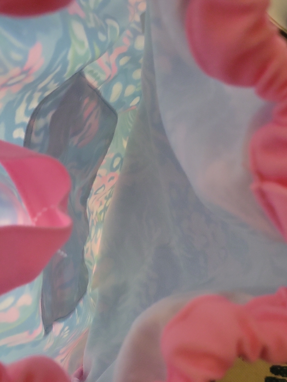 Colorful Floral Beach Tote with Pink Trim - Picture 4 of 4